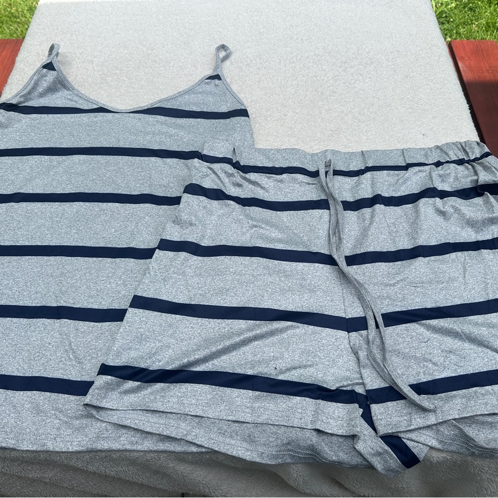 Striped Gray and Navy Sleepwear Set